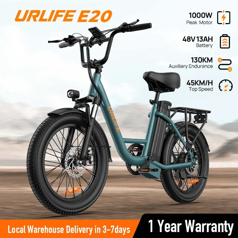URLIFE 1000W Fat Tire Electric Bike With Dual Disc Brakes