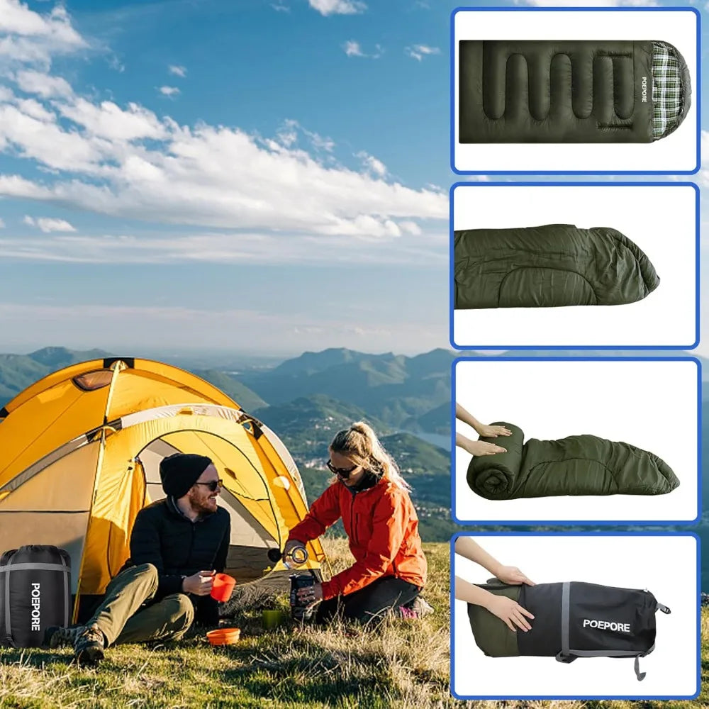 YTYIN Flannel Cotton Sleeping Bag 0 Degree Cold Weather Wearable 4 Seasons