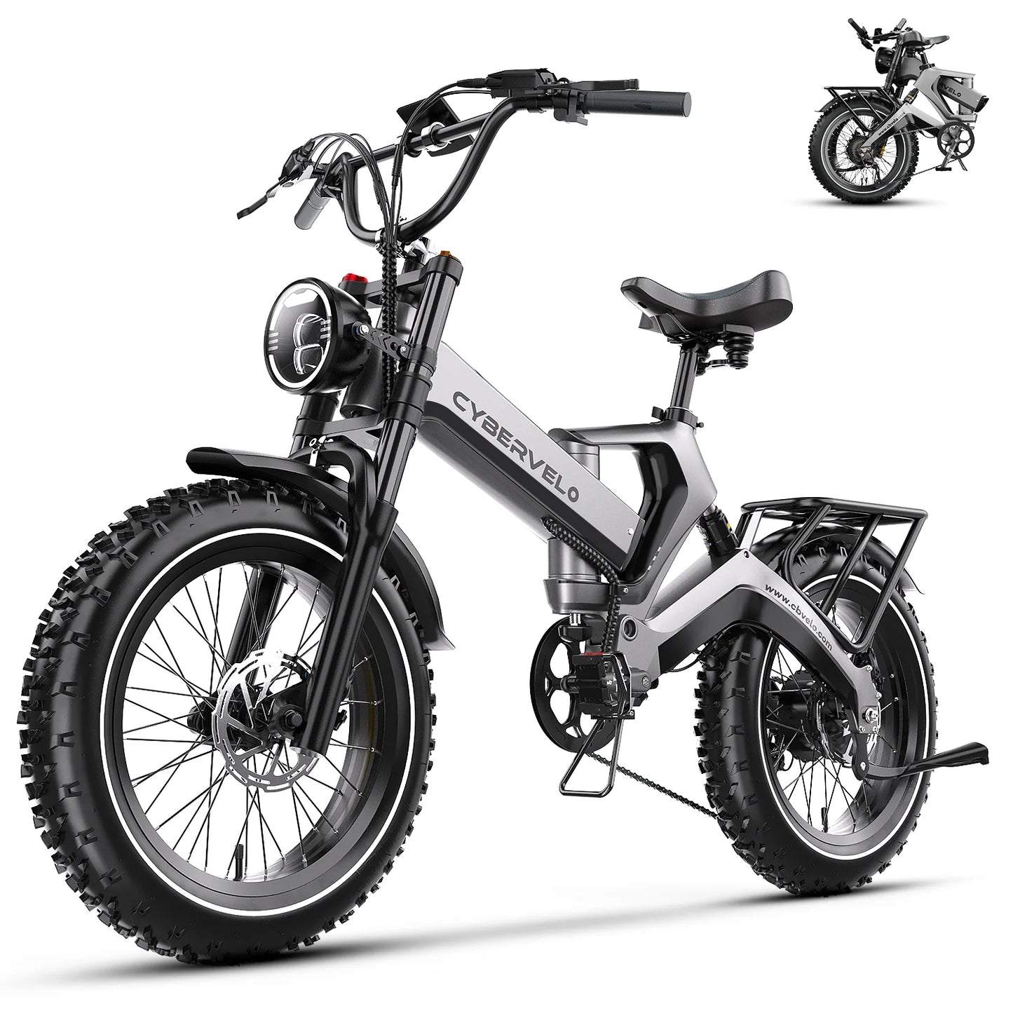 CYBERVELO 2000W Fat Tire Foldable Electric Bike With Removable Battery