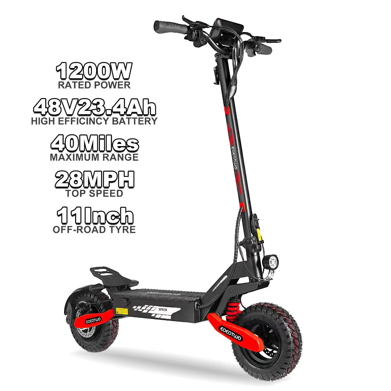 EOEOTWO GT06 Electric Scooter 1200W Motor 30 MPH Dual Suspension