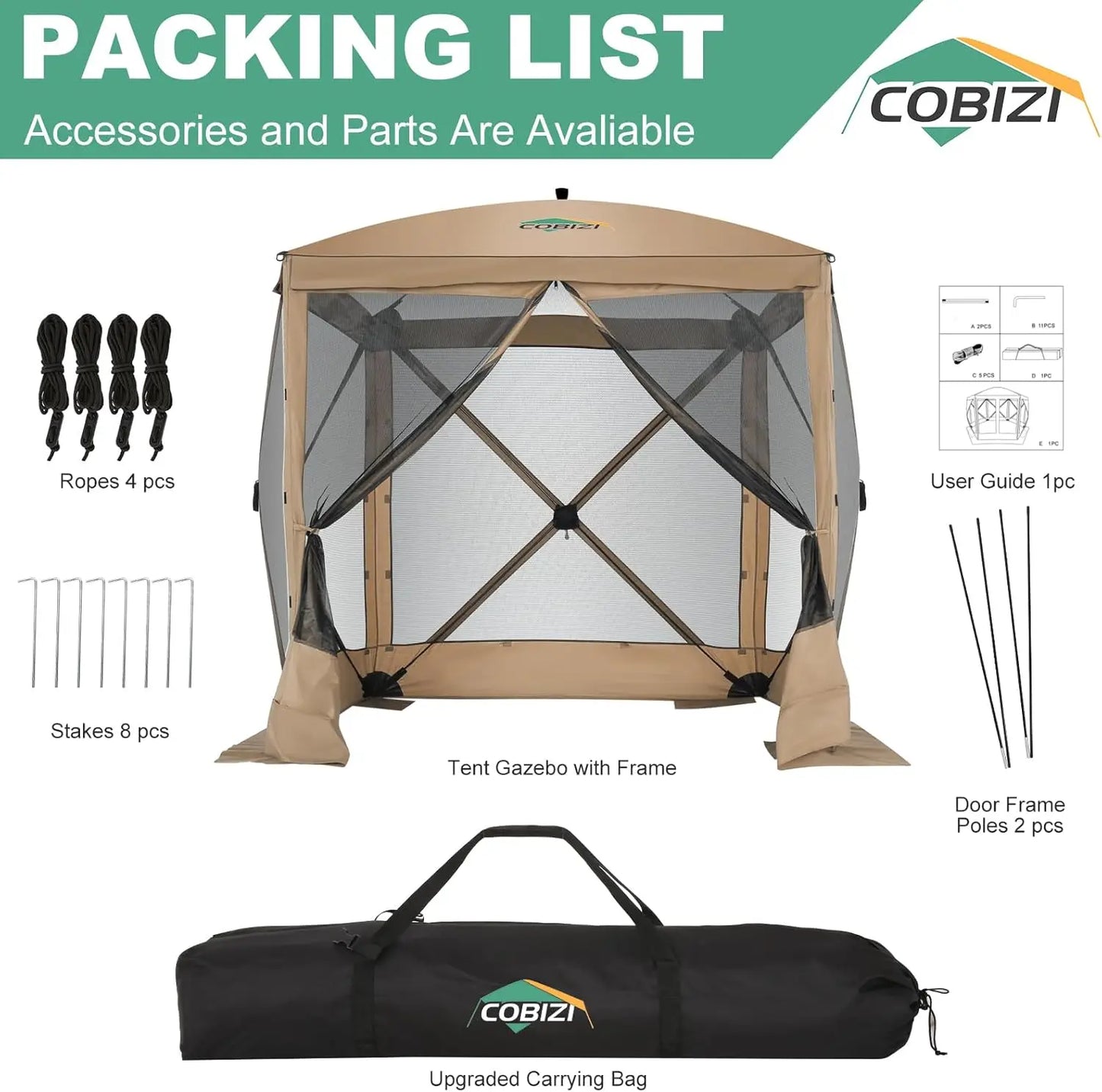 COBIZI Pop Up Gazebo Screen House Canopy Tent Carry Bag