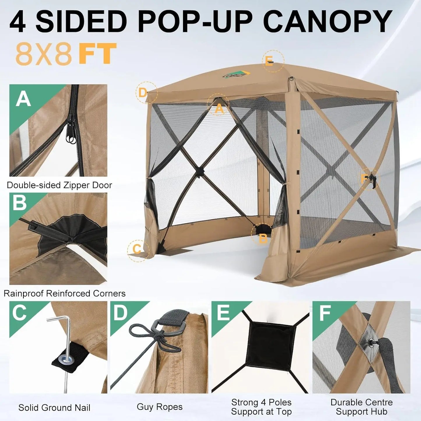 COBIZI Pop Up Gazebo Screen House Canopy Tent Carry Bag