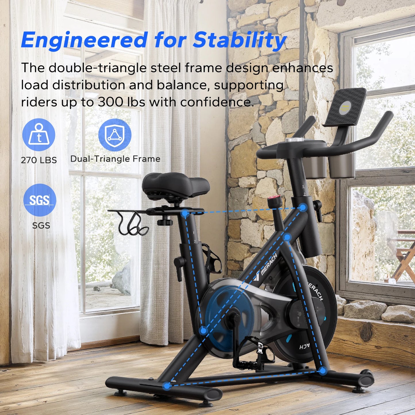MERACH Magnetic Brake Pad Stationary Bike With Exclusive App