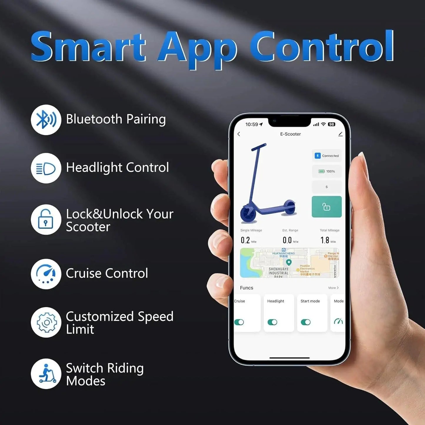 AOVOPRO ESMAX Electric Scooter 500W 22MPH Foldable App Enabled