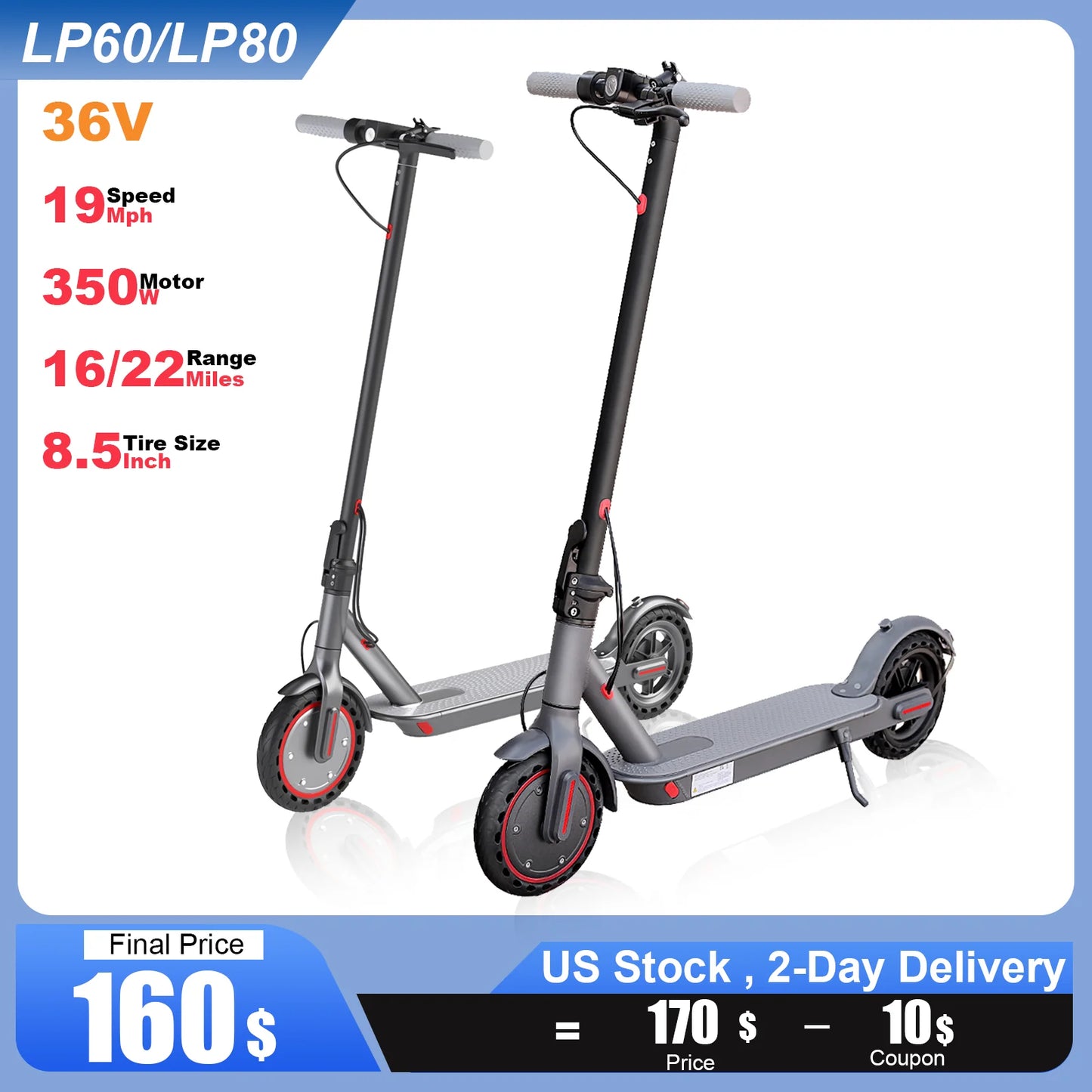 AOVOPRO LP80 Electric Scooter 36V 350W Long Range Commuter