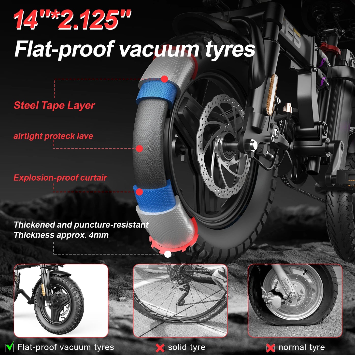 UPlee GE5 Folding Electric Bike 48V 15Ah Battery 250W 30 MPH