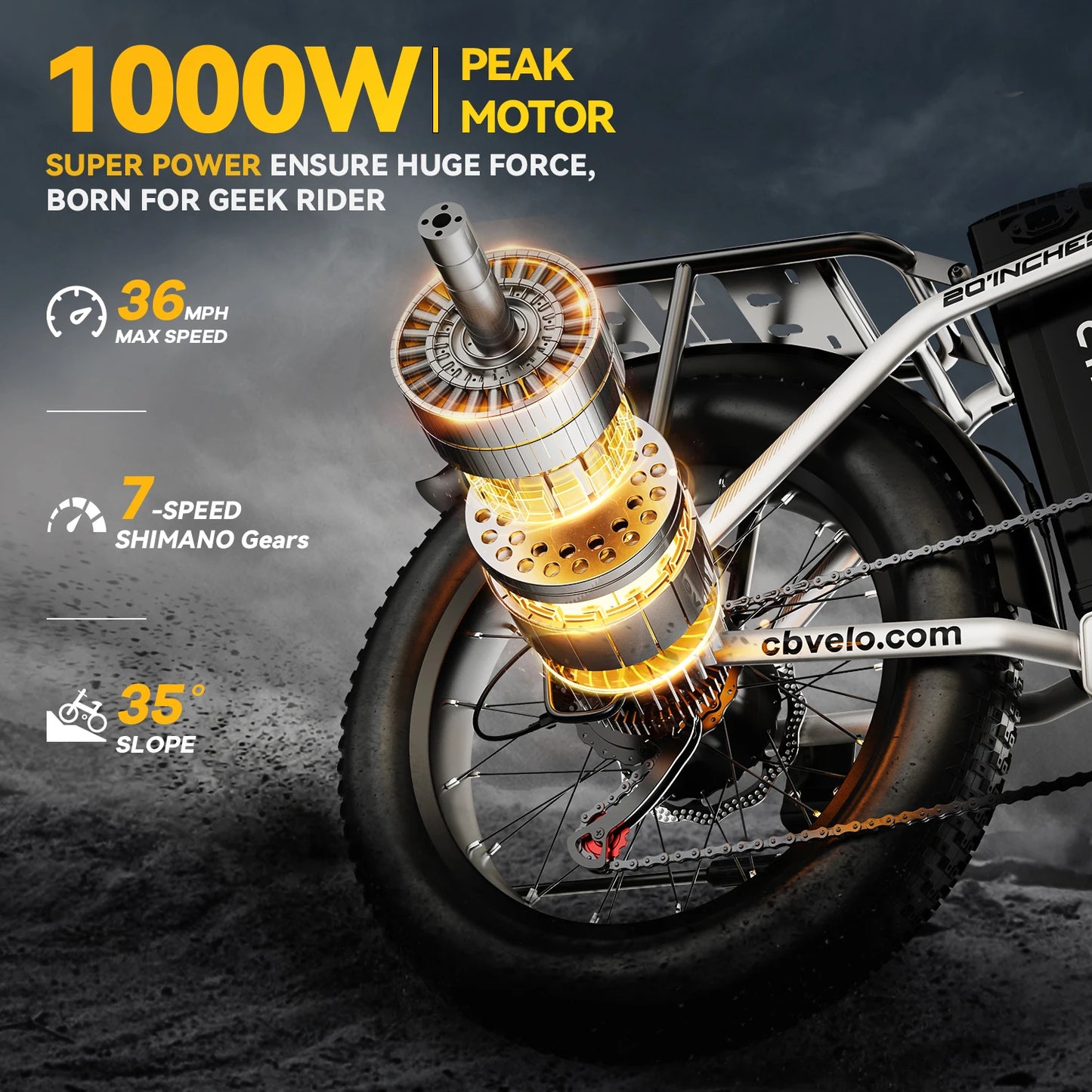 CYBERVELO Mars700 1000W Electric Fat Tire Bike All Terrain