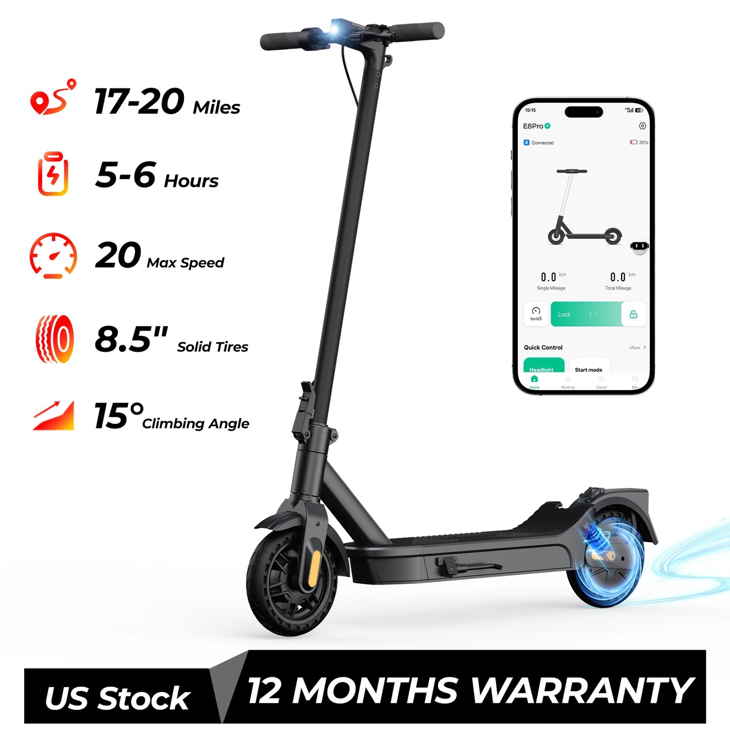 Electric Scooter With 500W Motor Dual Suspension Foldable App Control For Adults