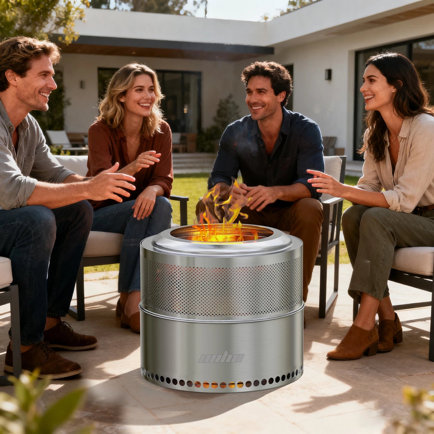 Wood Burning Smokeless Fire Pit Stainless Steel Outdoor Camp Stove