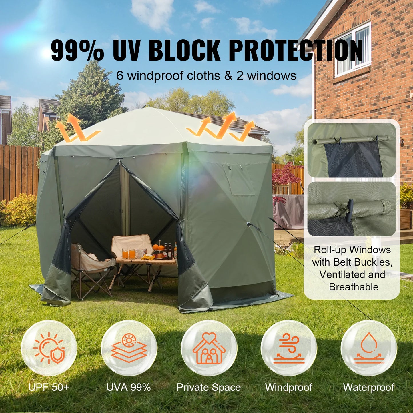 SucceBuy Pop Up Gazebo Tent With Screen Mesh Windows