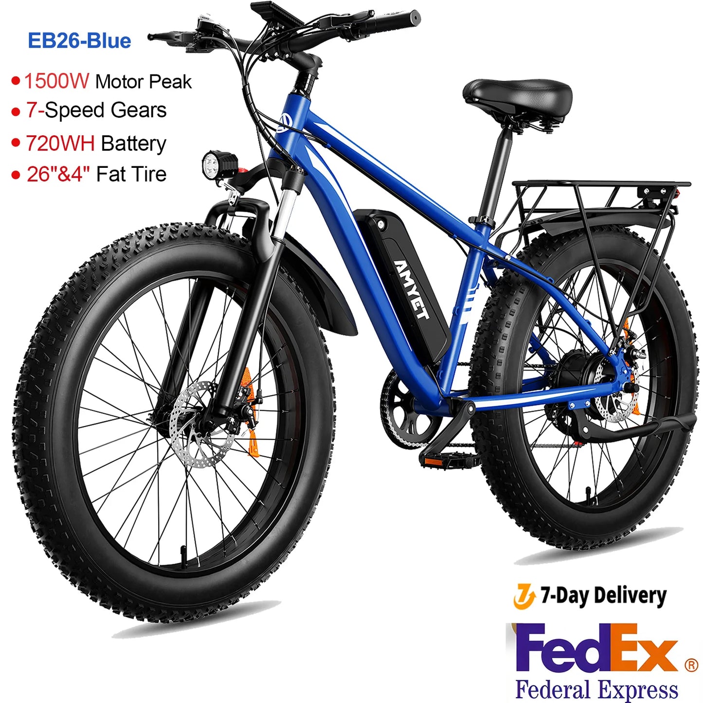 AMYET EB26 Electric Bike Fat Tire Mountain Bicycle