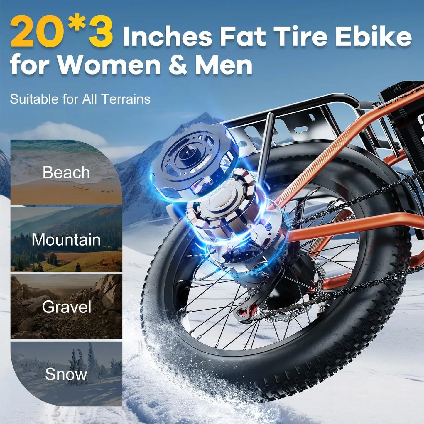 CYBERVELO 1000W Electric Fat Tire E Bike Foldable EK4 EK5