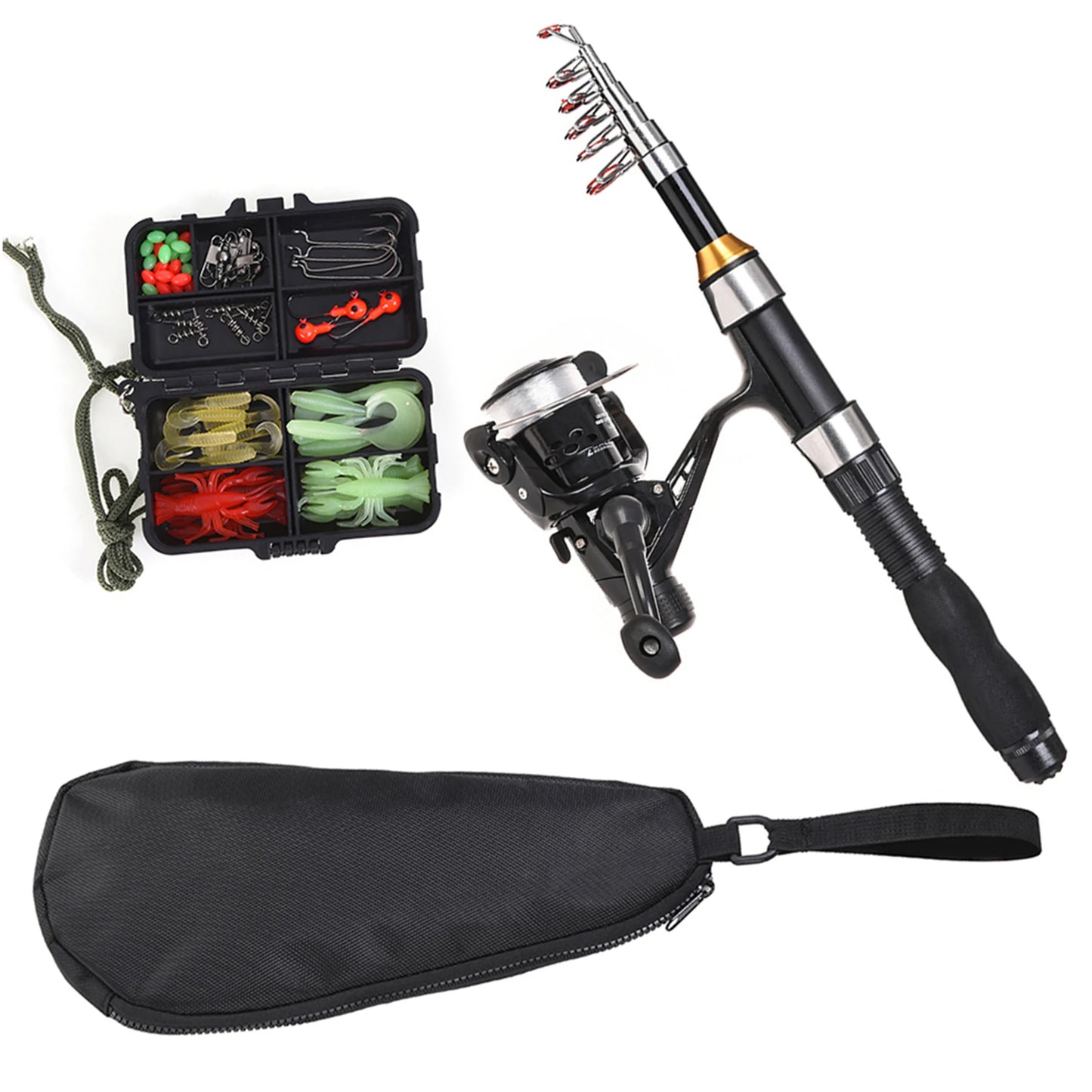 Telescopic Fishing Rod And Spinning Reel Combo Full Kit
