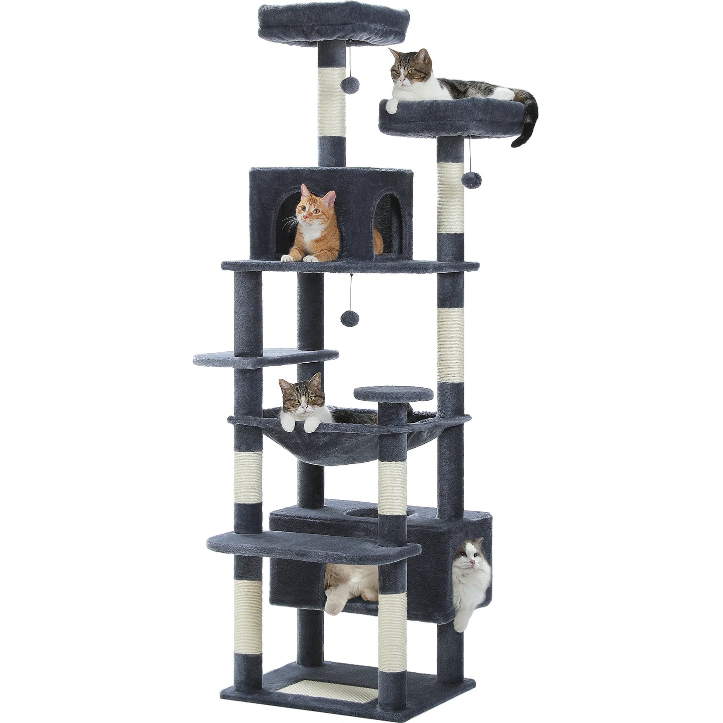 PEQULTI Five-Level Cat Tree Tower With Scratching Posts Hammock