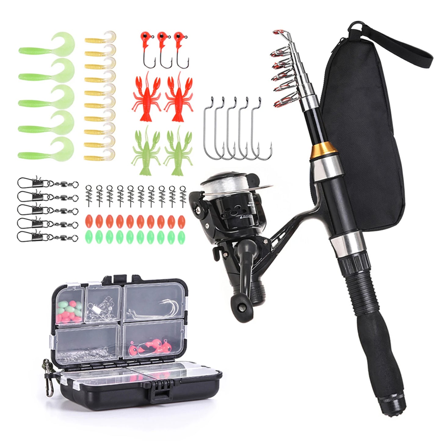 Telescopic Fishing Rod And Spinning Reel Combo Full Kit
