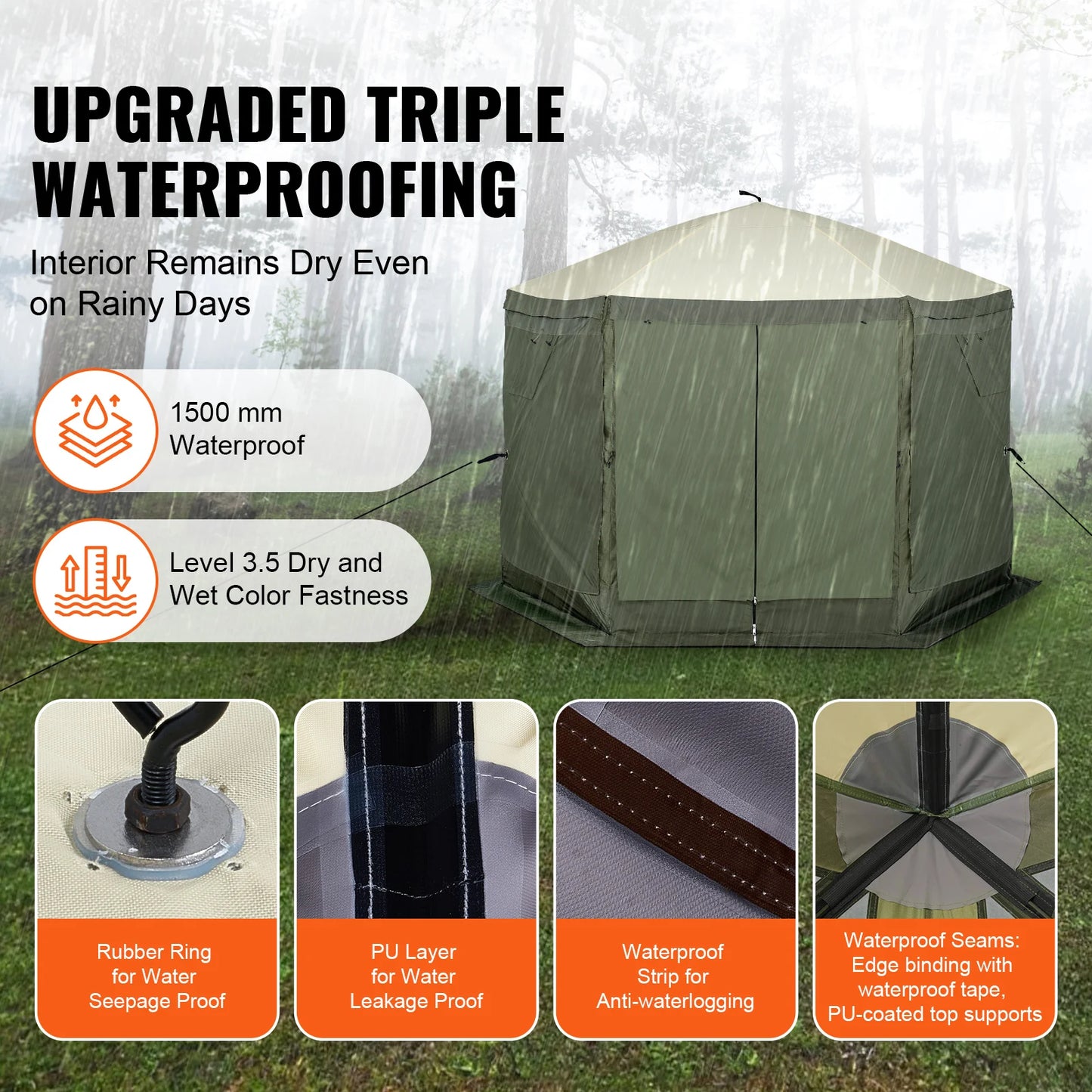 SucceBuy Pop Up Gazebo Tent With Screen Mesh Windows