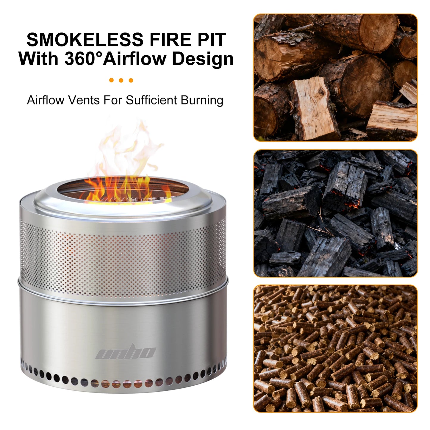 Wood Burning Smokeless Fire Pit Stainless Steel Outdoor Camp Stove