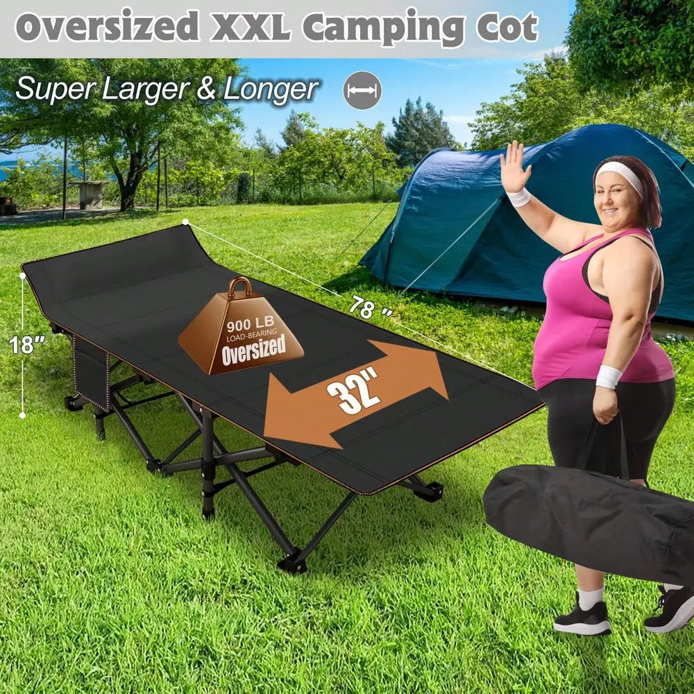 XMSJ Folding Camping Cot With Mattress Heavy Duty Portable Bed