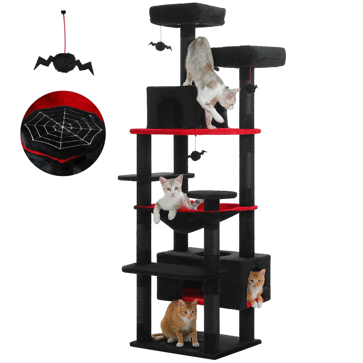 PEQULTI Five-Level Cat Tree Tower With Scratching Posts Hammock
