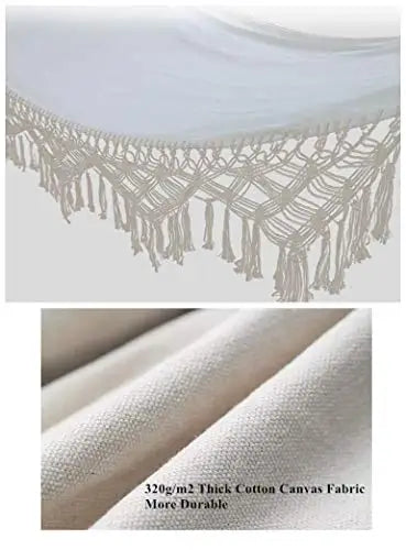 Cotton Canvas Hammock With Boho Fringe Tassels Outdoors