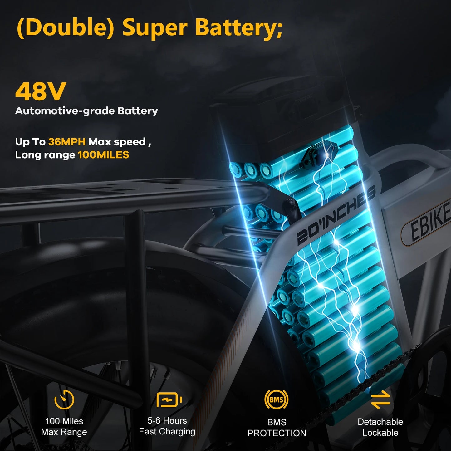 CYBERVELO 1000W Electric Fat Tire E Bike Foldable EK4 EK5