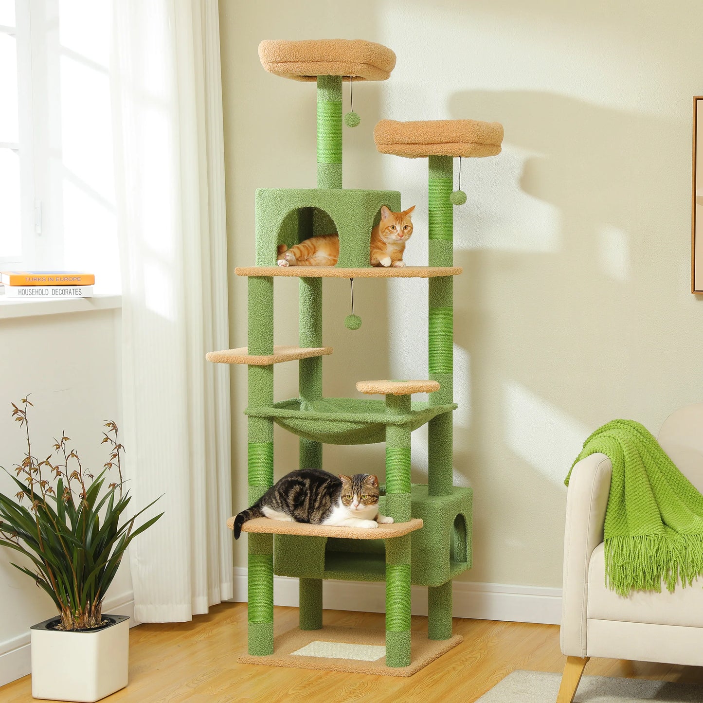 PEQULTI Five-Level Cat Tree Tower With Scratching Posts Hammock