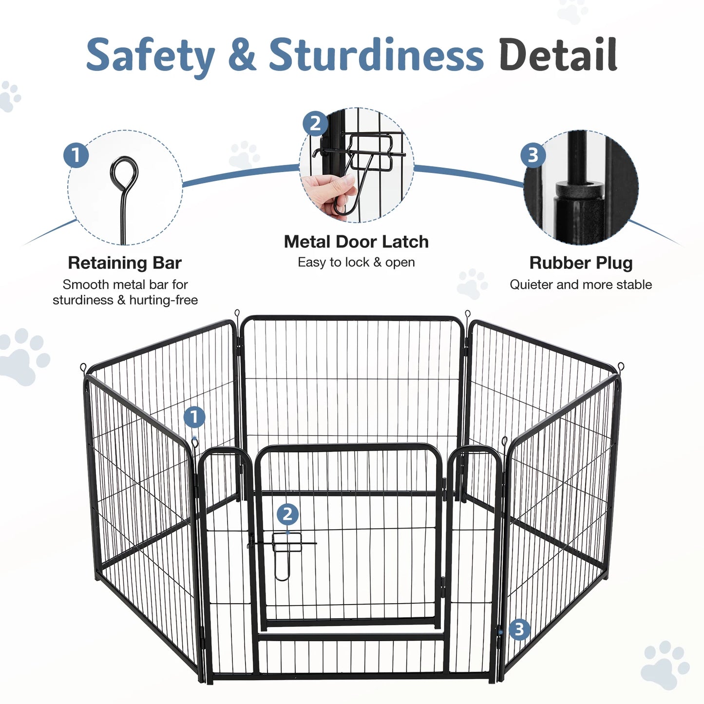 JHK Foldable 6-Panel Metal Dog Playpen