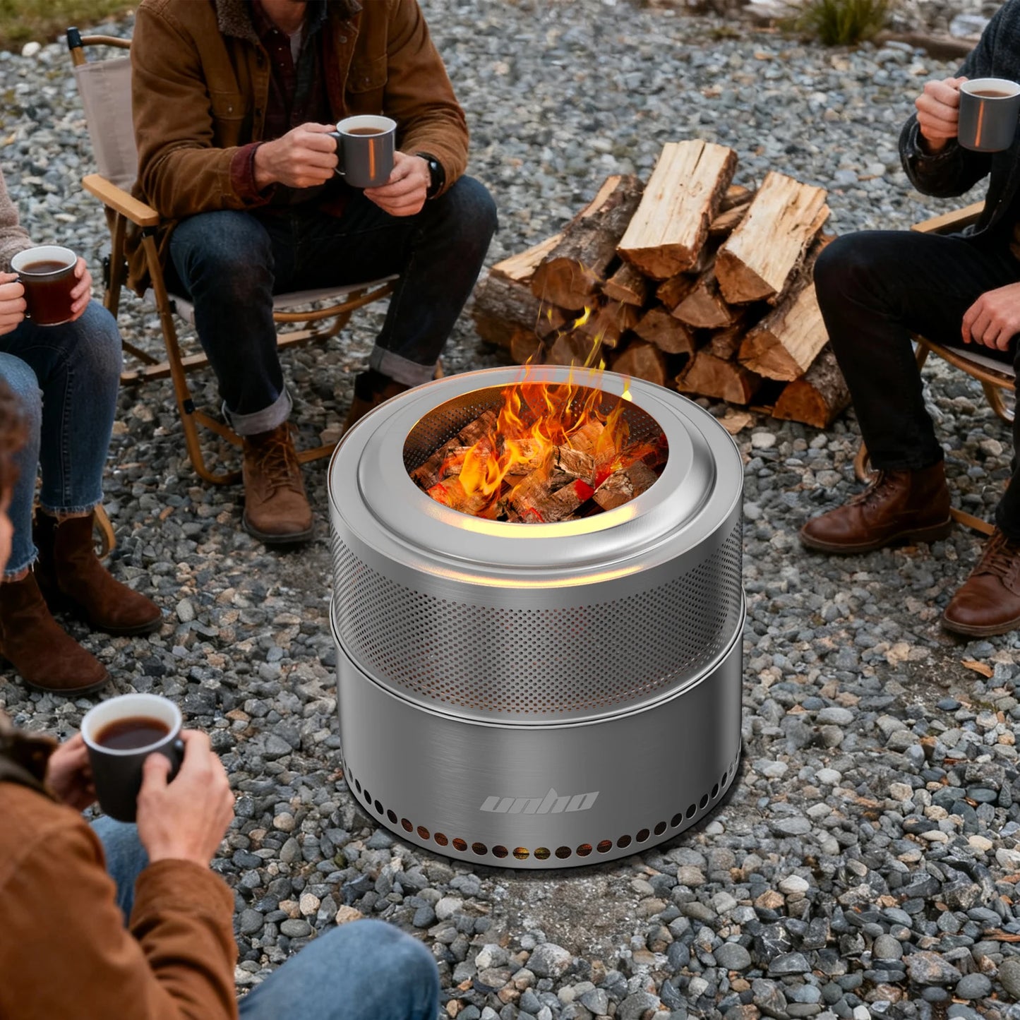 Wood Burning Smokeless Fire Pit Stainless Steel Outdoor Camp Stove