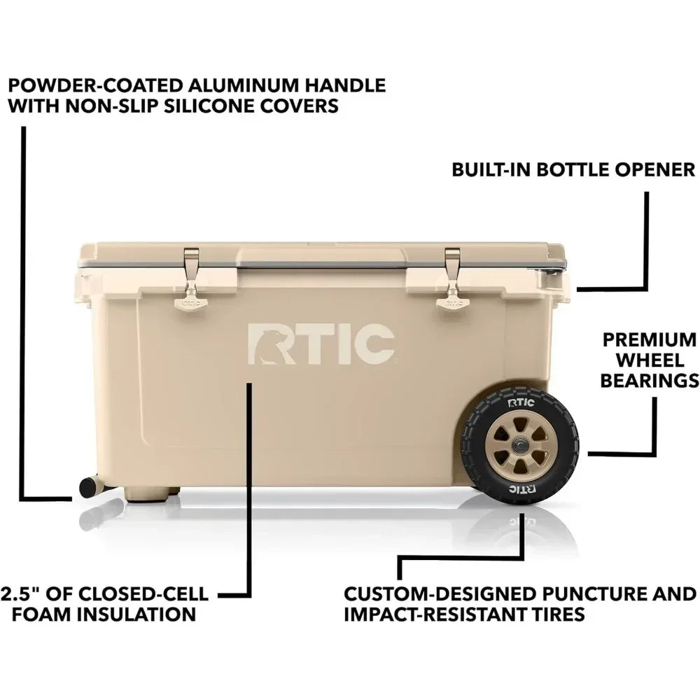 Lightweight Wheeled Cooler Portable Ice Chest for Beach Picnics