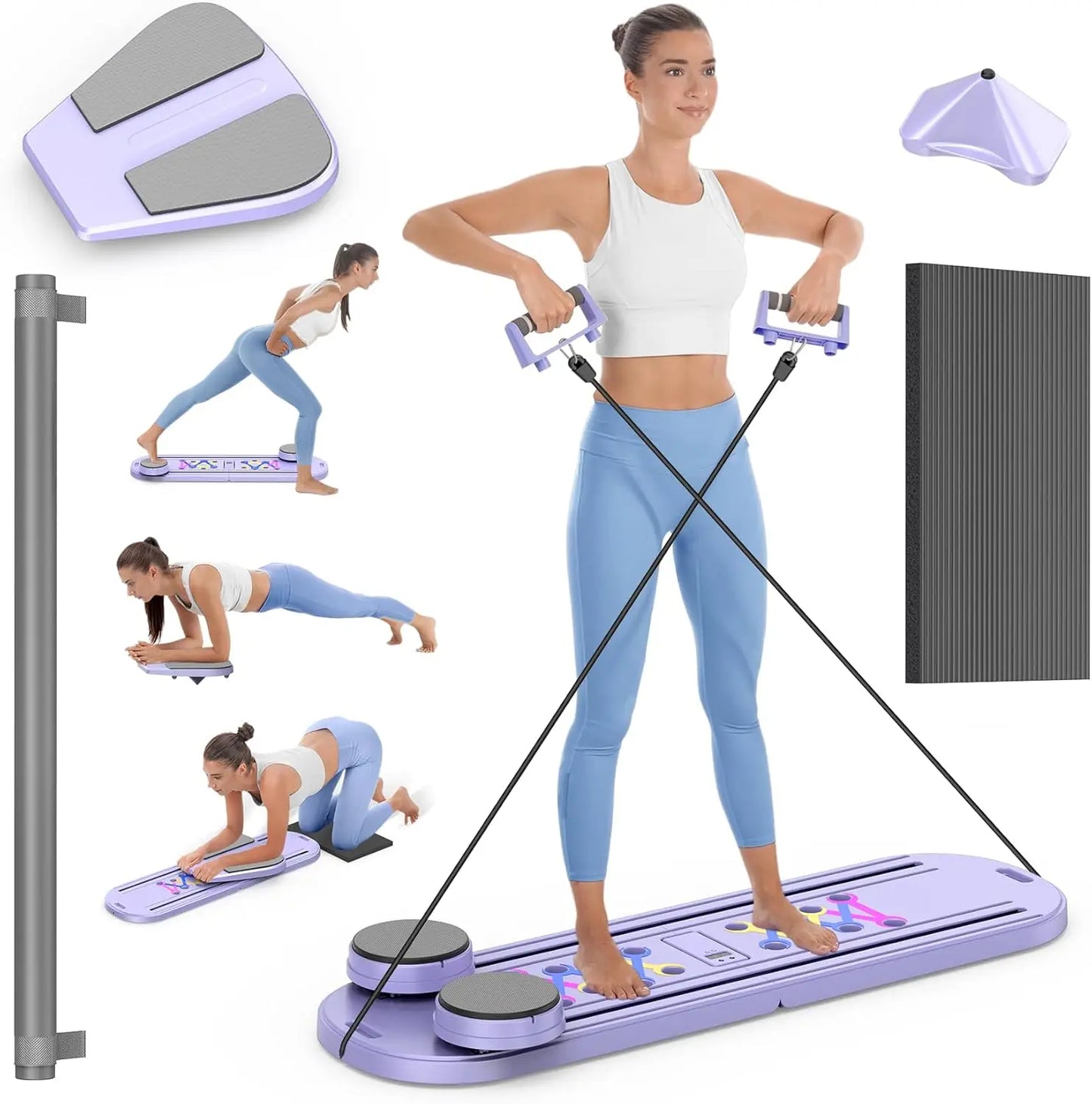 Foldable Pilates Reformer Set 7 In 1 Multipurpose Equipment