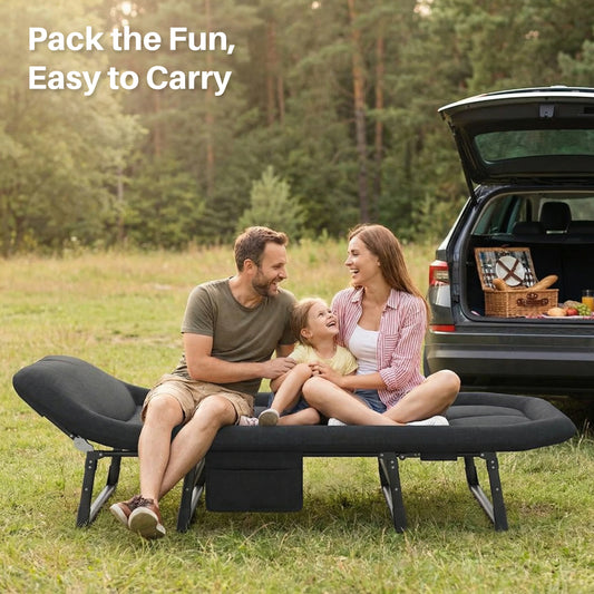 JHK Folding Camping Bed With Mattress And Carry Bag