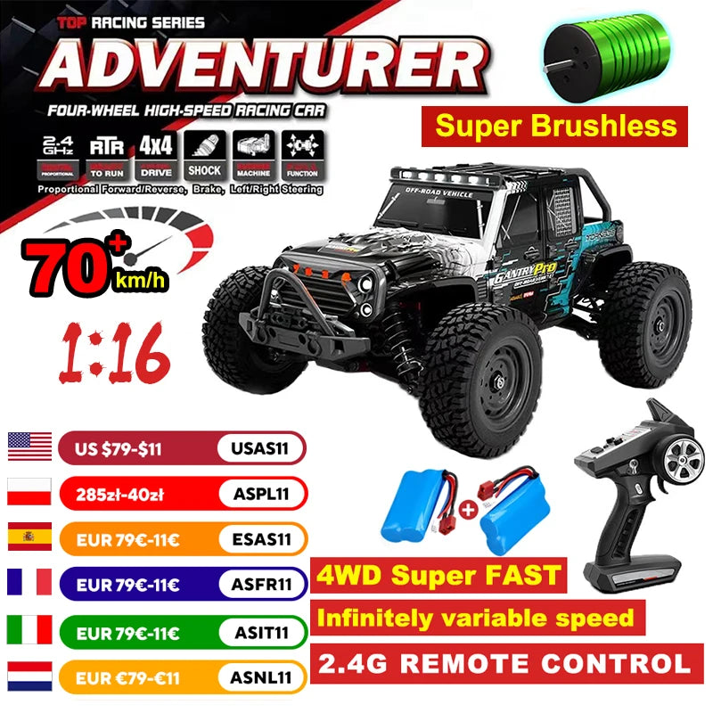 WLtoys Brushless 4WD RC Off Road Car 70kmh Speed Performance