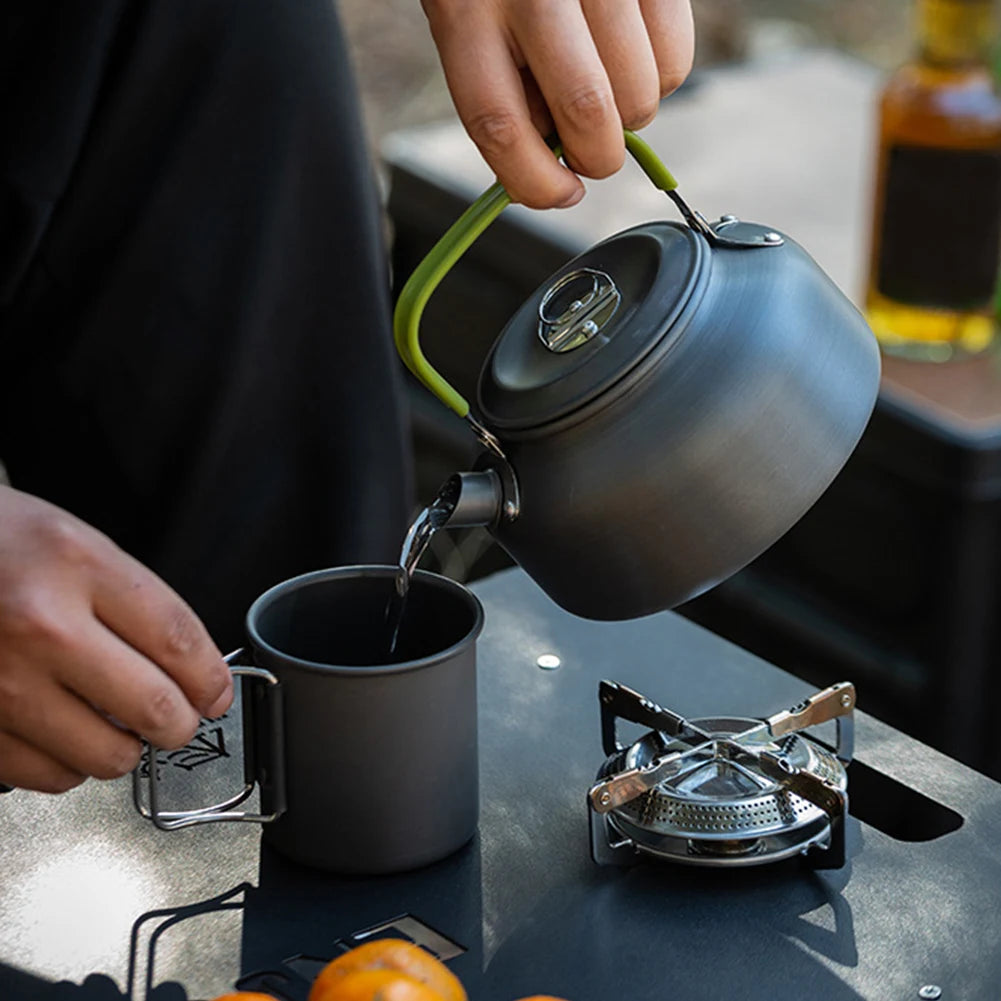 APWIKOGER Camping Cookware Set 3-Piece Portable Pot Pan Kettle
