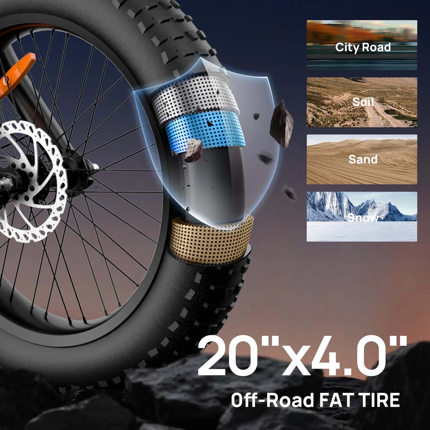 URLIFE T2 1500W Electric Fat Tire Bike 28MPH Range
