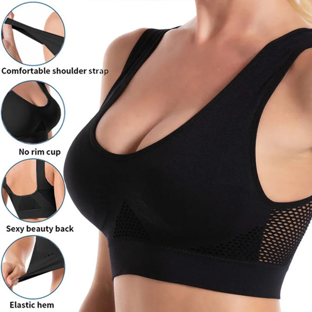 Breathable Wireless Sports Bra Top Removable Pads for Women