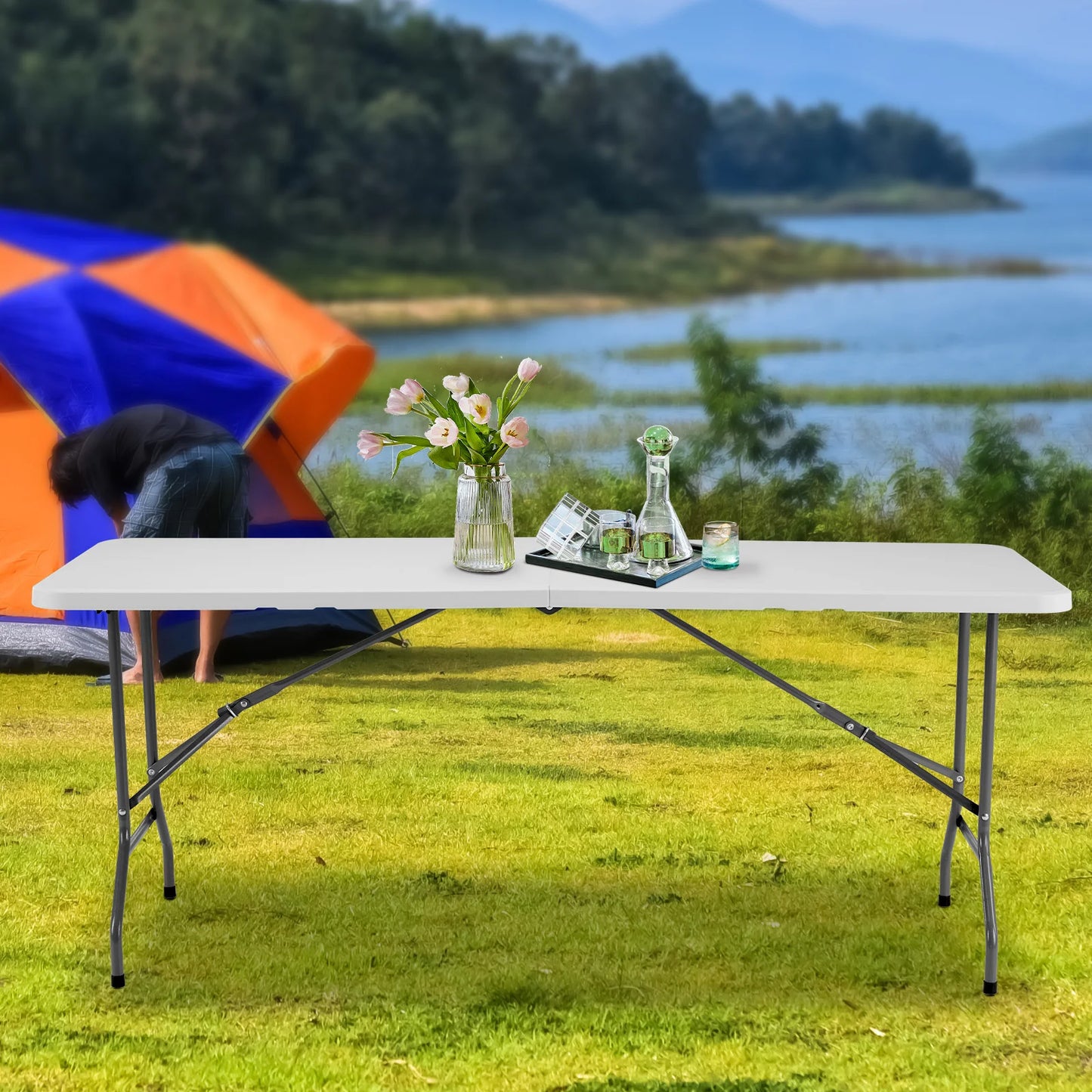 JHK Portable Folding Outdoor Camping Table With Carrying Handle