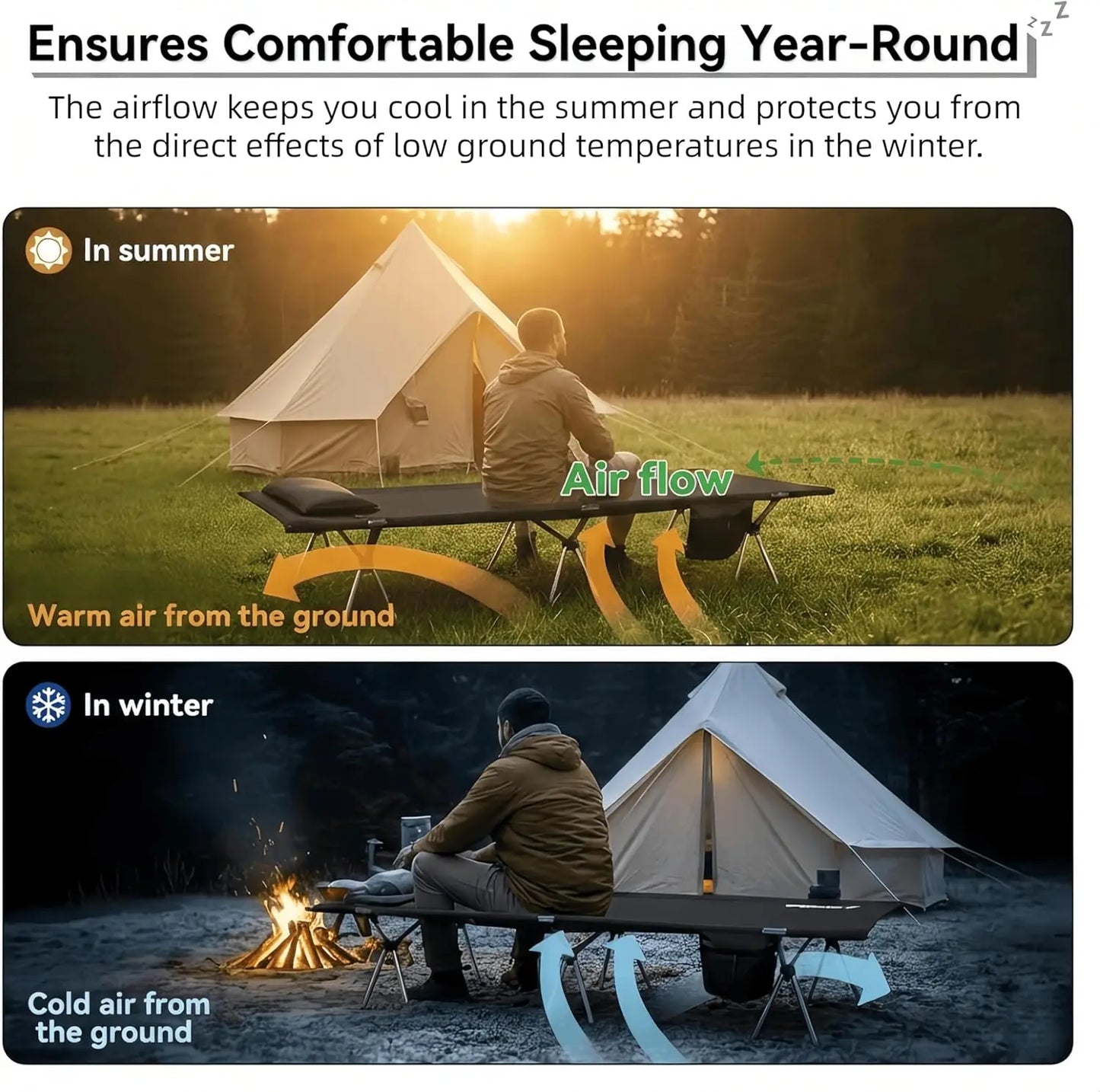 YTYIN Camping Cot For Adults Height Adjustable Sleeping Cot