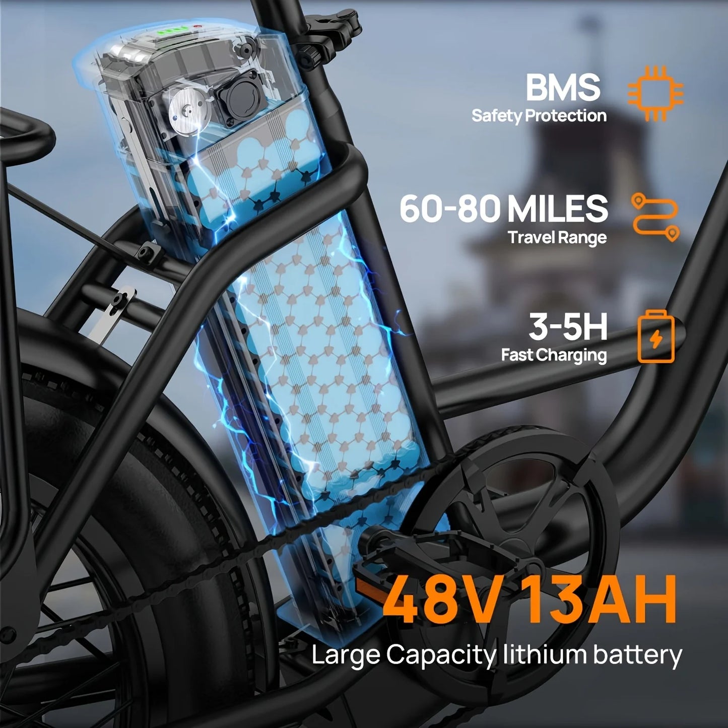 URLIFE 1000W Fat Tire Electric Bike With Dual Disc Brakes