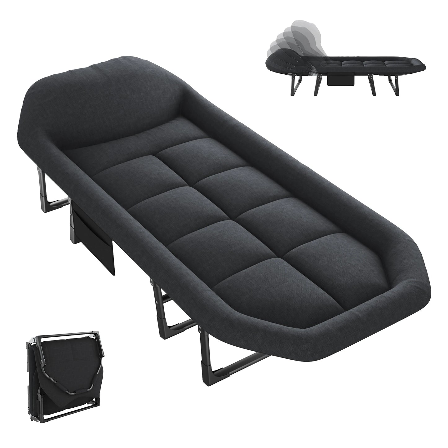 JHK Folding Camping Bed Cot With Mattress And Carry Bag