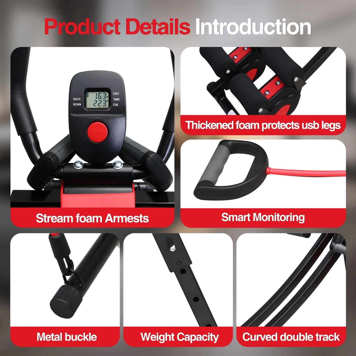 Foldable Abdominal Workout Dual Track Abs Trainer And Resistance Bands