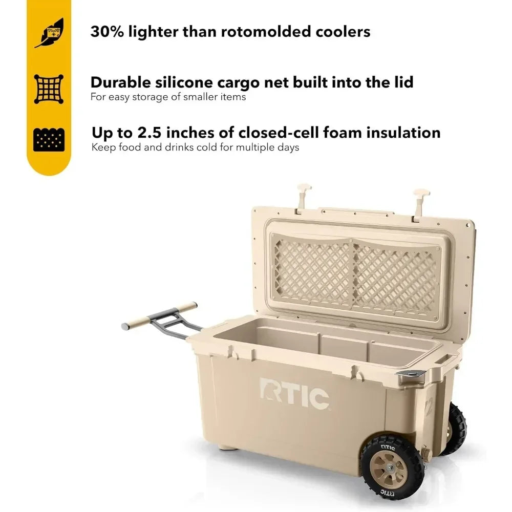Lightweight Wheeled Cooler Portable Ice Chest for Beach Picnics