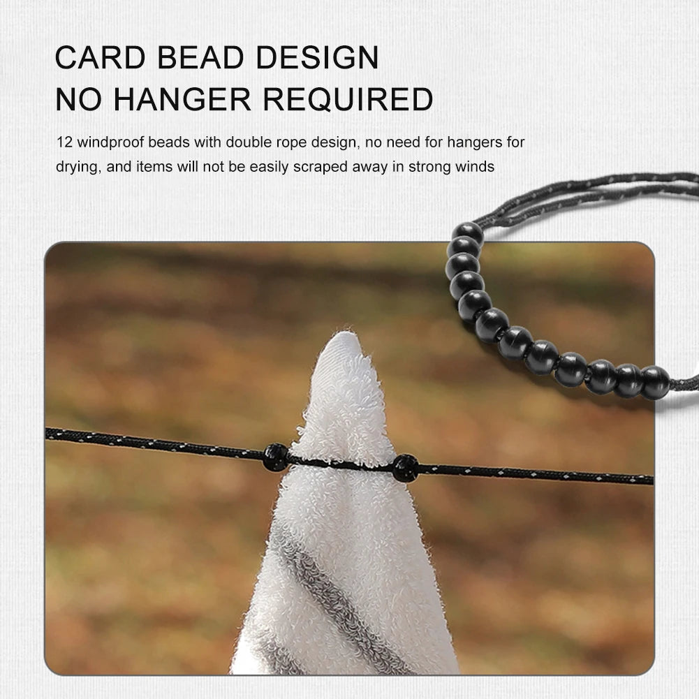 Camping Stretch Clothesline With Clips For Travel Laundry