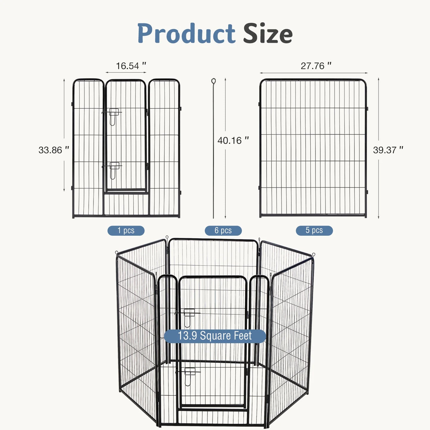 JHK Foldable 6-Panel Metal Dog Playpen