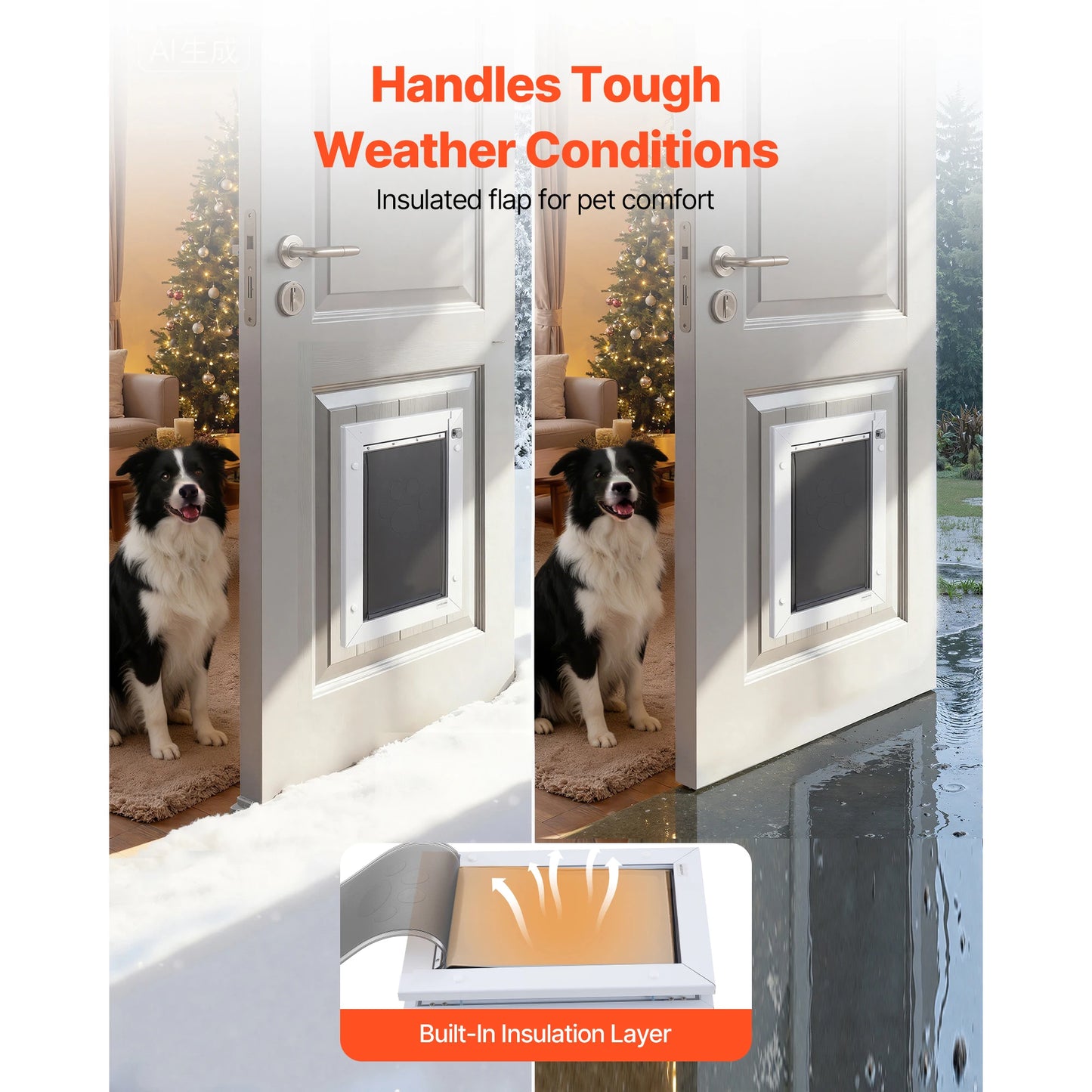 SucceBuy Magnetic Pet Door With Weatherproof Metal Frame