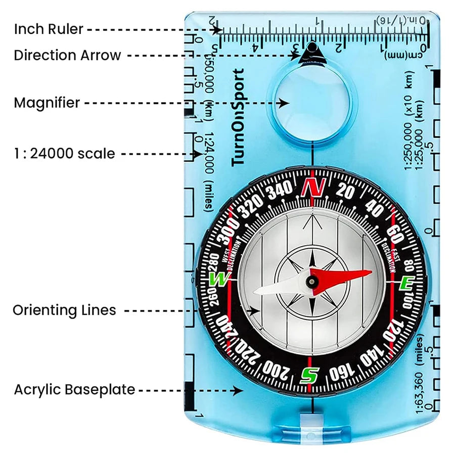 Professional Waterproof Camping Compass for Outdoor Navigation and Map Reading