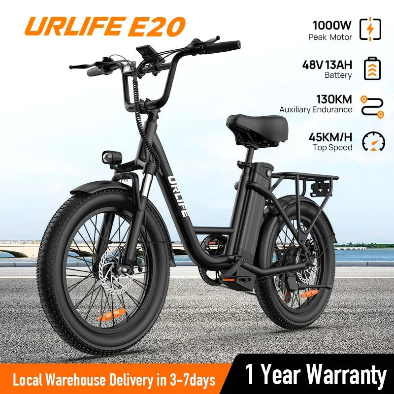 URLIFE 1000W Fat Tire Electric Bike With Dual Disc Brakes