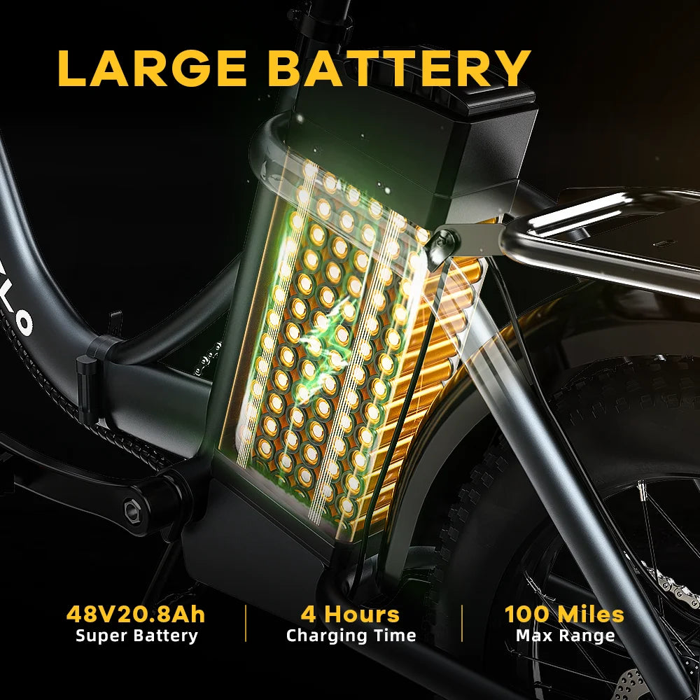 CYBERVELO 1000W Folding E-Bike With Removable Battery Mars700