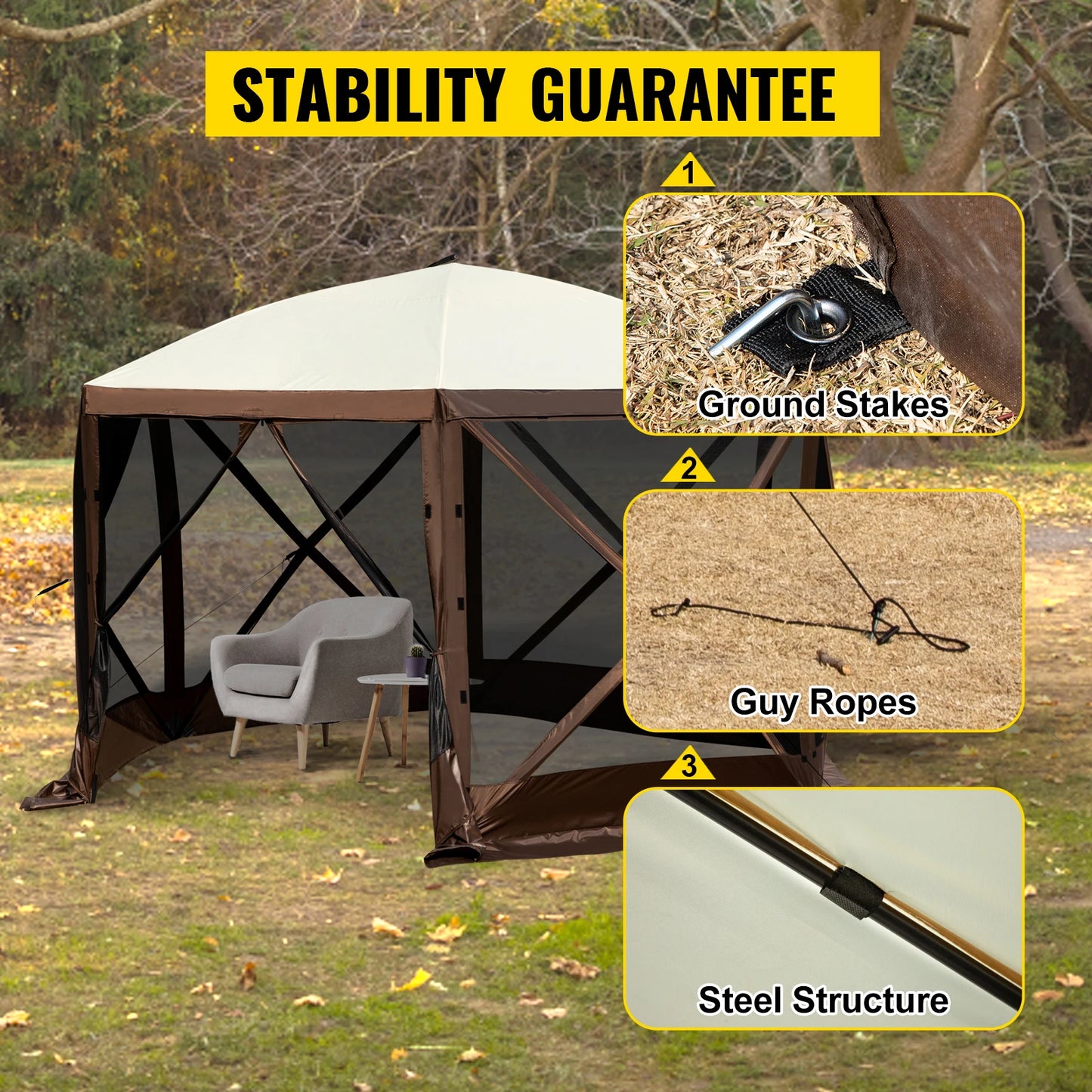 SucceBuy Pop Up Camping Gazebo Canopy Shelter Sun Shade Tent