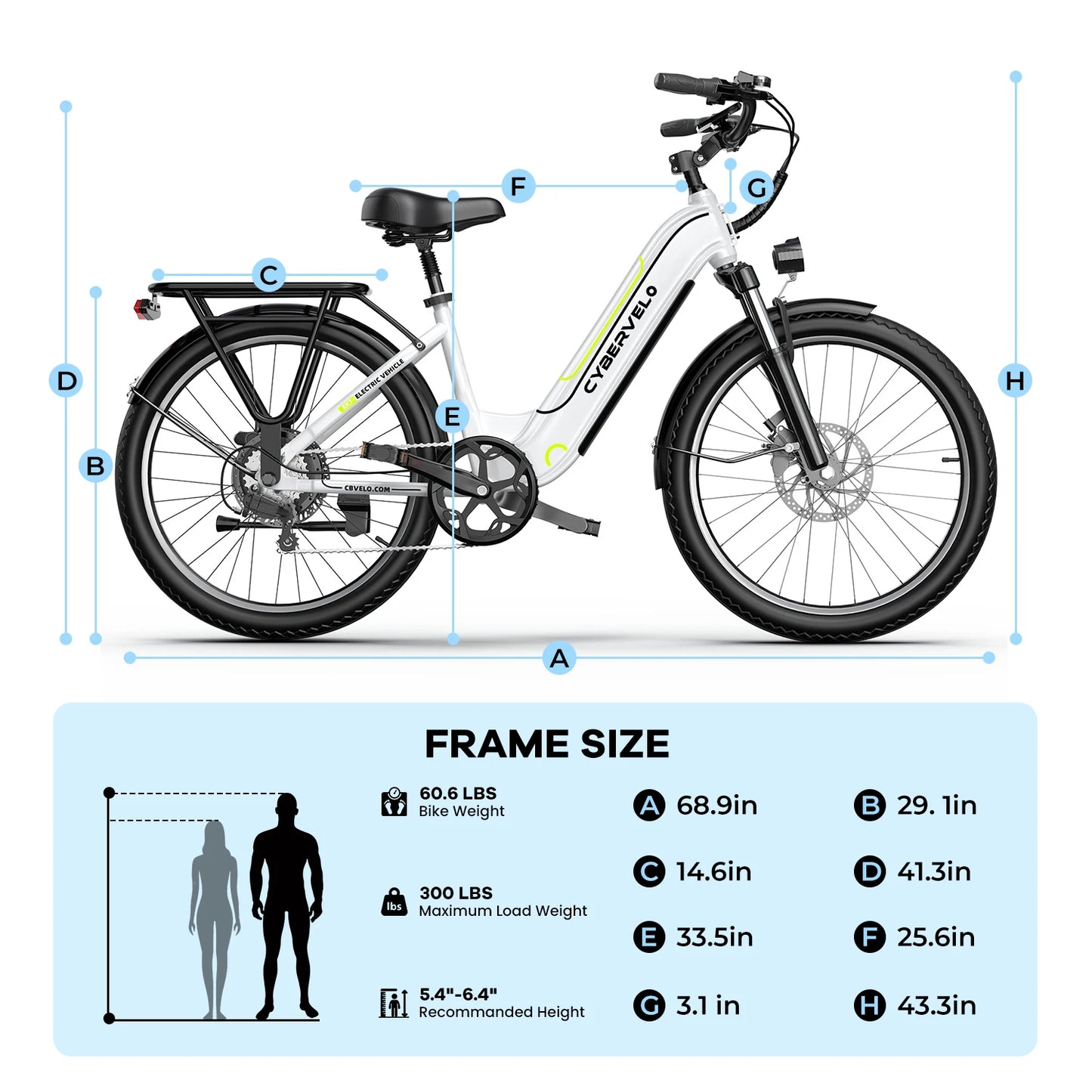 CYBERVELO Step-Through 1000W Peak 48V 25Ah Electric Bike EK7