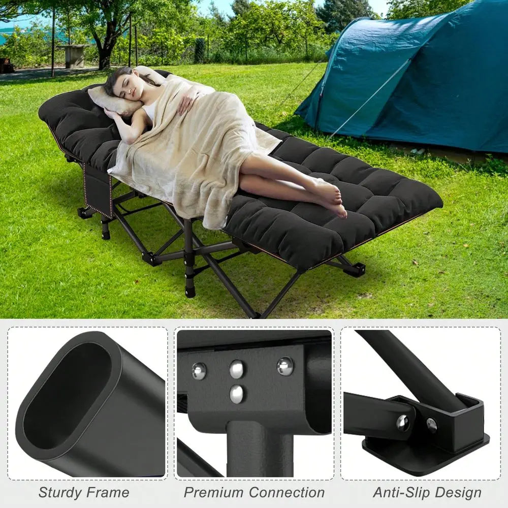 XMSJ Folding Camping Cot With Mattress Heavy Duty Portable Bed
